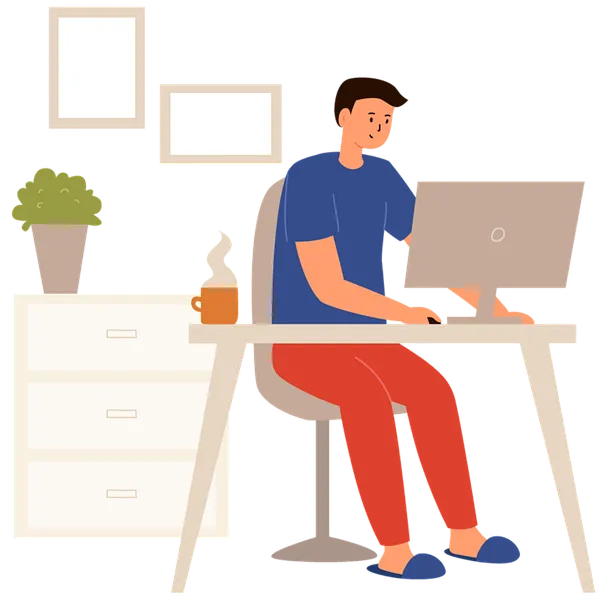 Illustration of man sitting at a desk